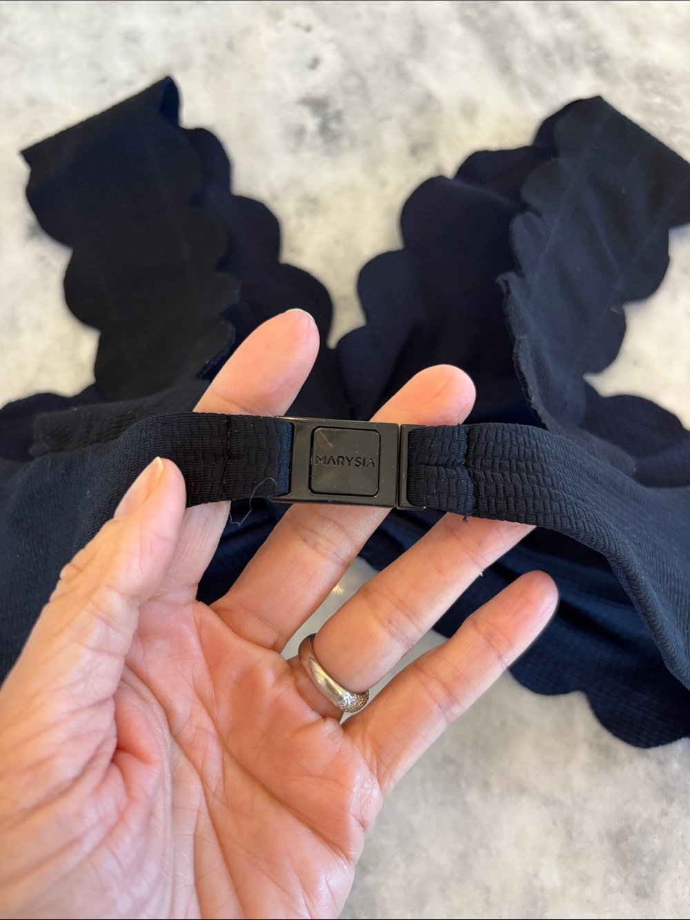 Marysia Scalloped Knot Front Black Crop Top - Picture 5 of 7